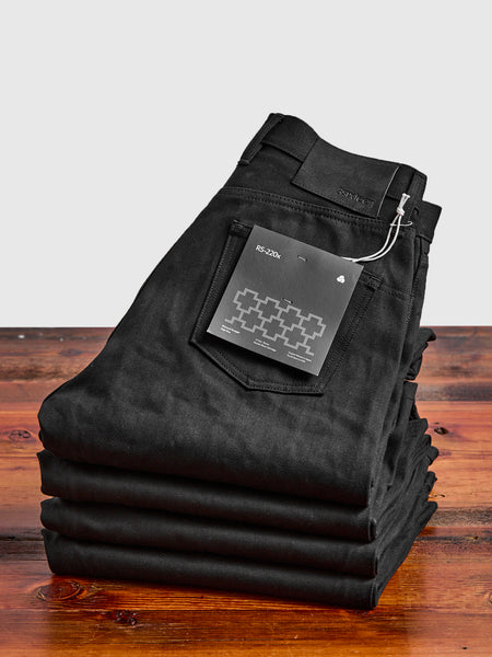 RS-220x 14.5oz Solid Black Selvedge Denim - Relaxed Straight Fit