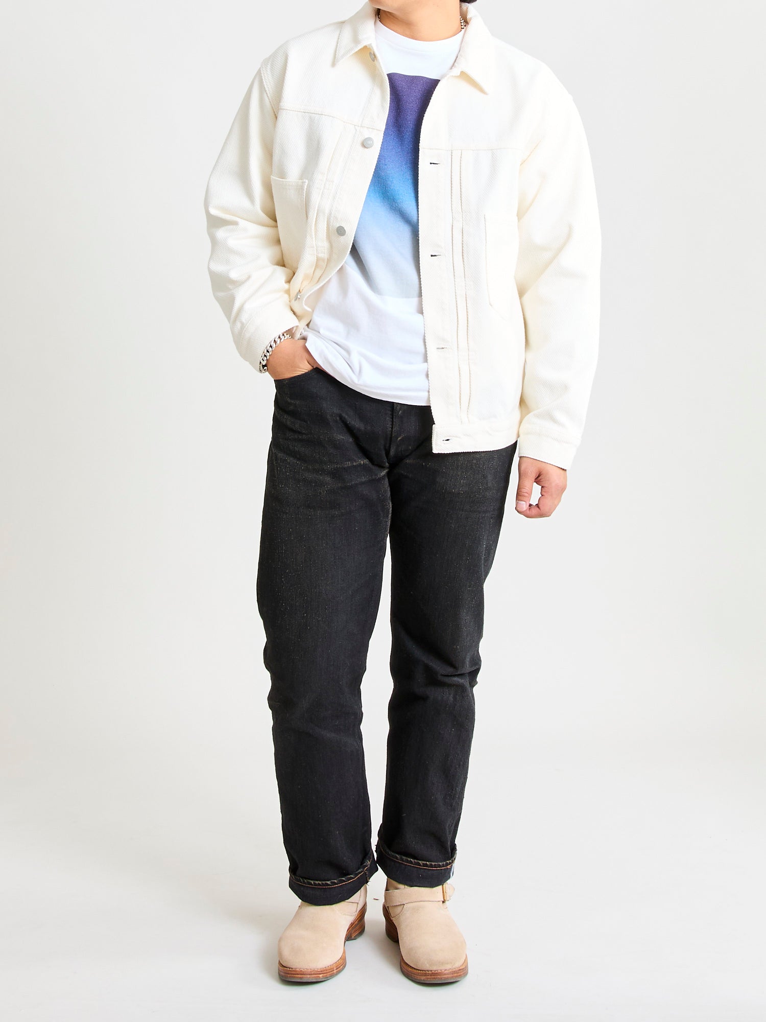 Sashiko Trucker Jacket in Natural – Blue Owl Workshop