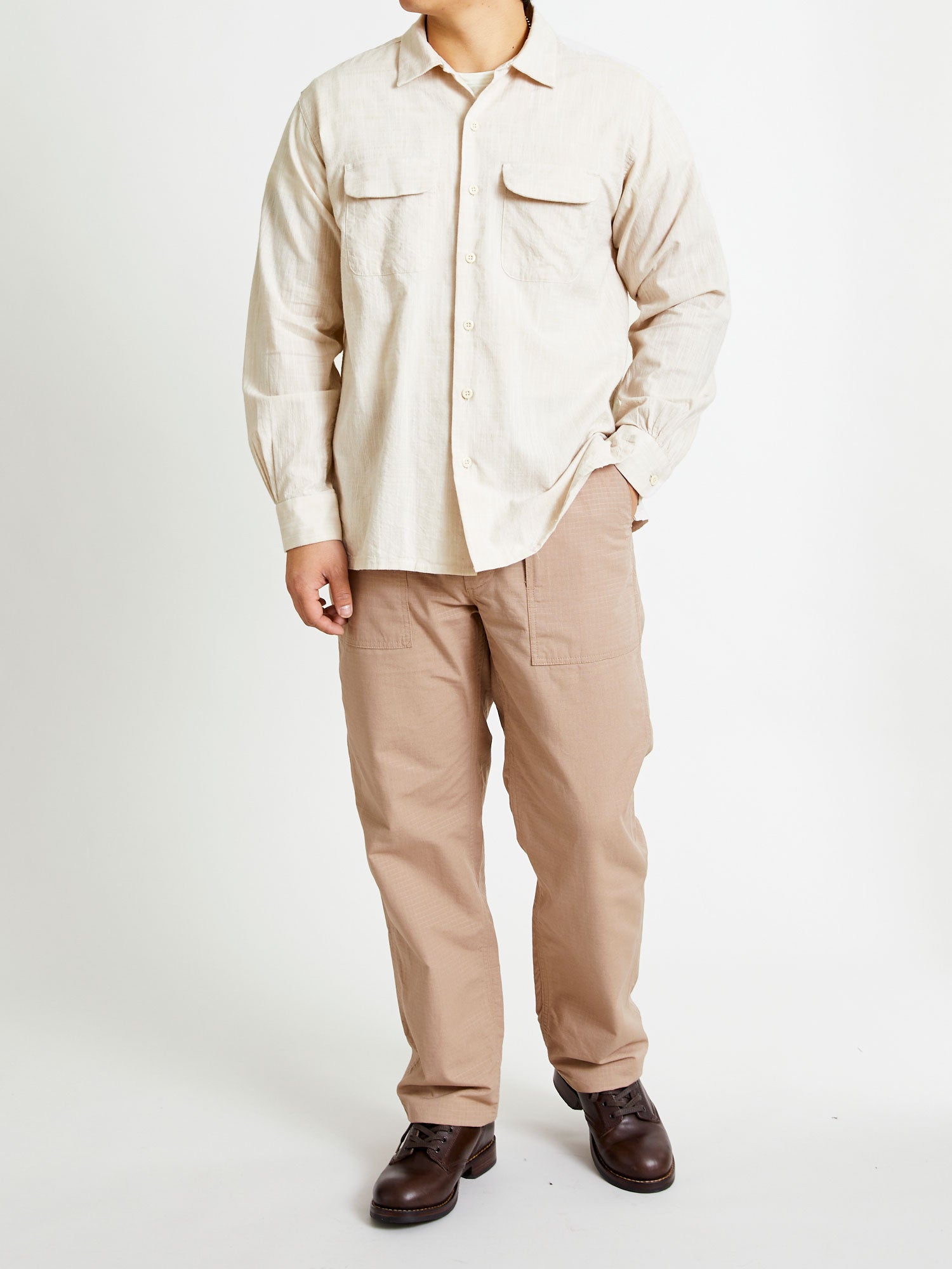 Classic Shirt in Beige Cotton Slub – Blue Owl Workshop