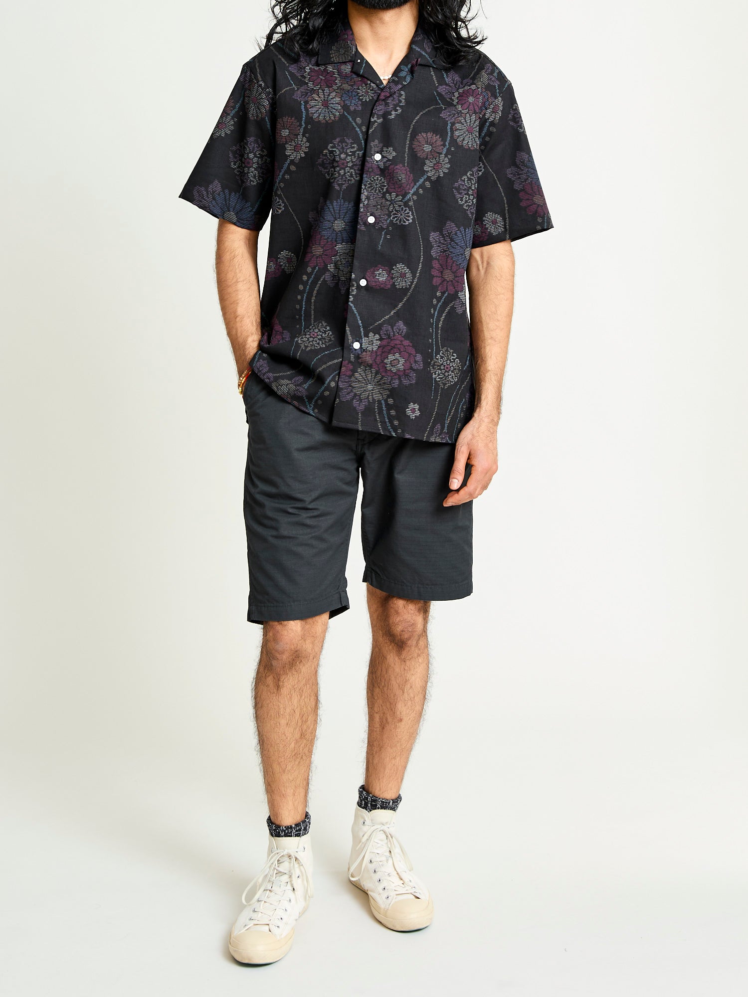 Bark Cloth Camp Shirt in Black Floral – Blue Owl Workshop