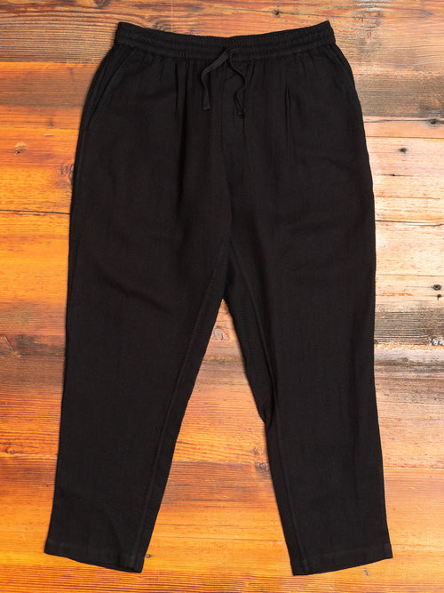 Drawstring Pant in Black Overdye Sashiko
