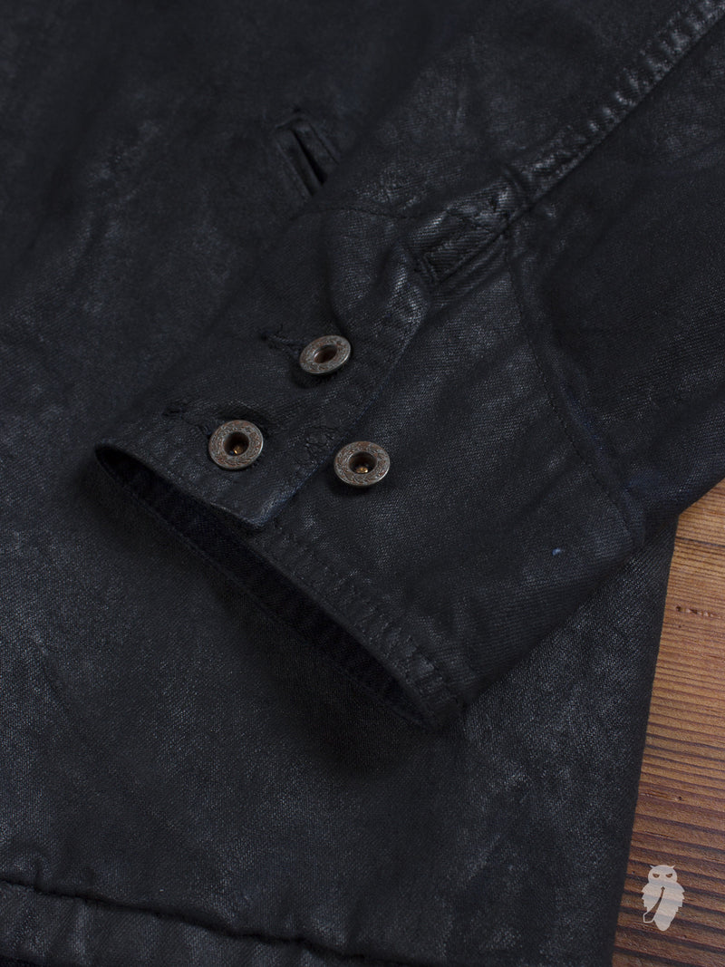 Resin Coated Car Coat in Black