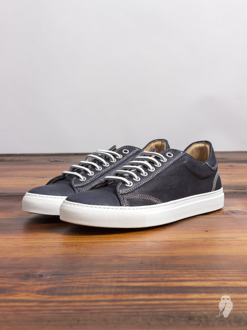 Leather Low-Top Sneaker in Navy