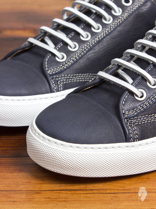 Leather Low-Top Sneaker in Navy