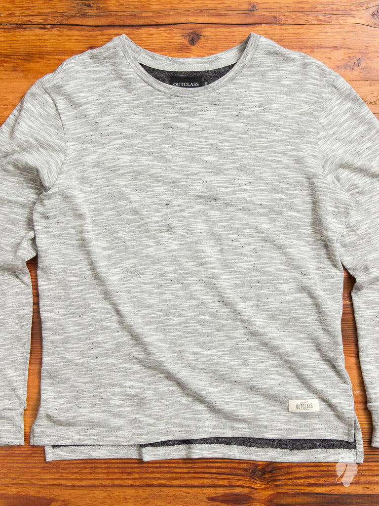 Slub Long Sleeve T-Shirt in Mixed Grey