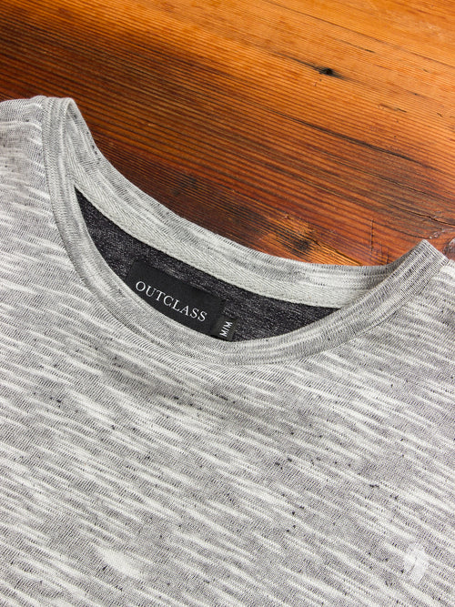 Slub Long Sleeve T-Shirt in Mixed Grey