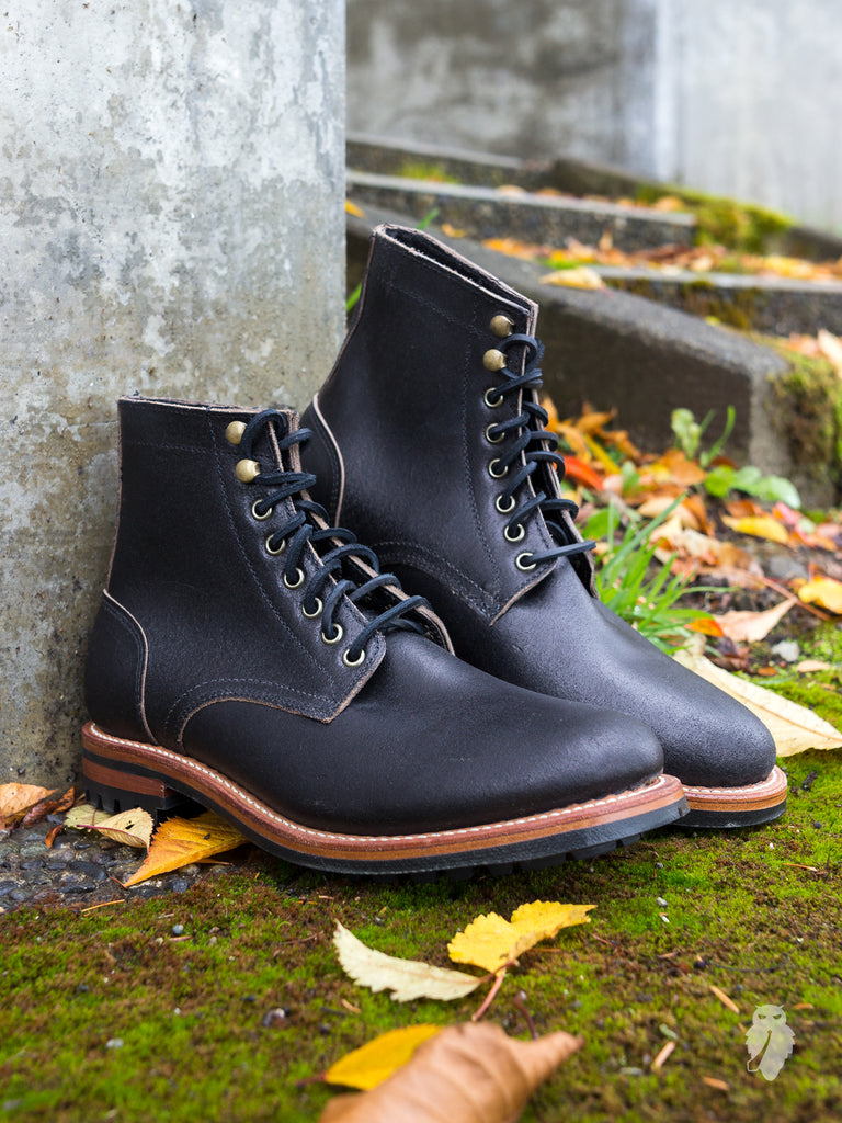 "Commando Trench Boot" in Waxed Black