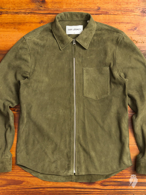 Suede Zip Shirt in Birch