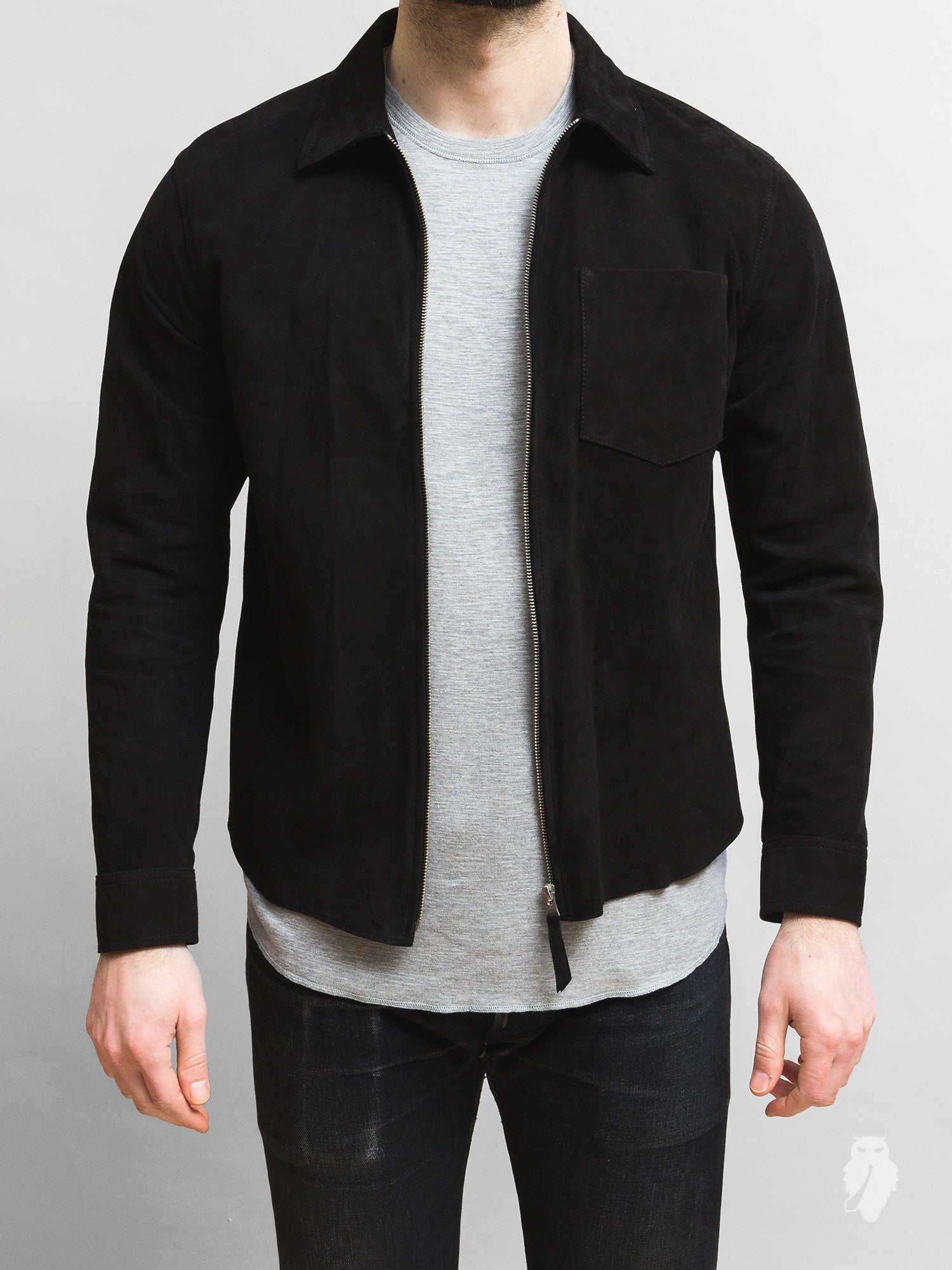Suede Zip Shirt in Black – Blue Owl Workshop