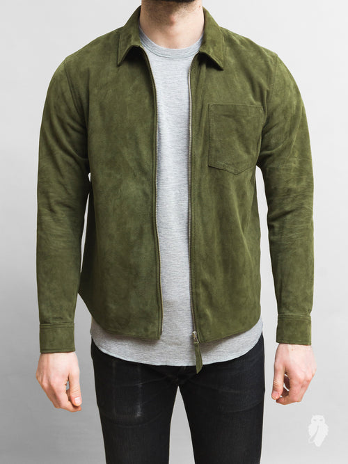 Suede Zip Shirt in Birch