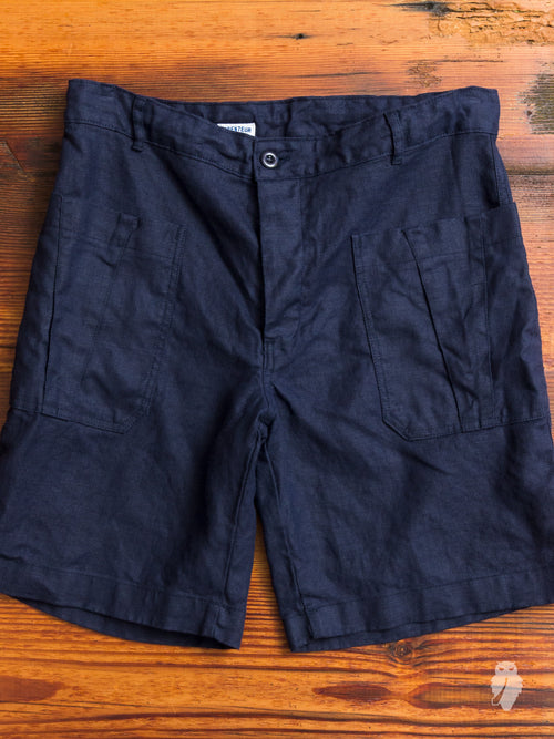 Linen Work Shorts in Navy