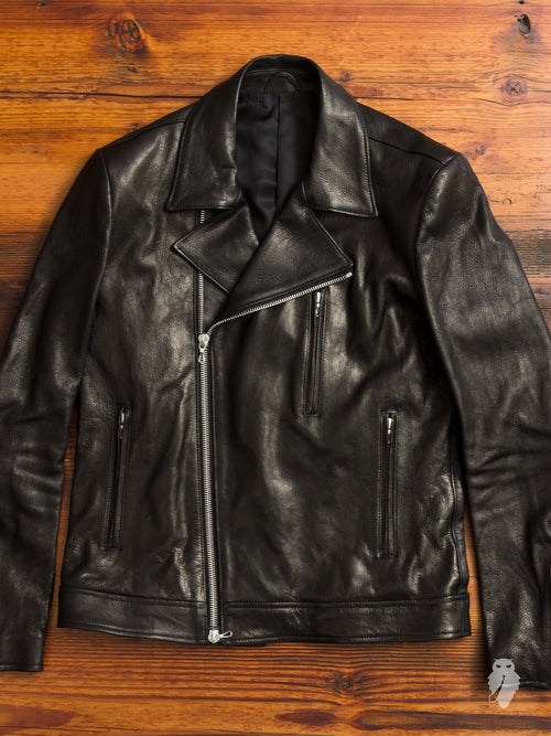 Leather Double Rider Jacket in Black