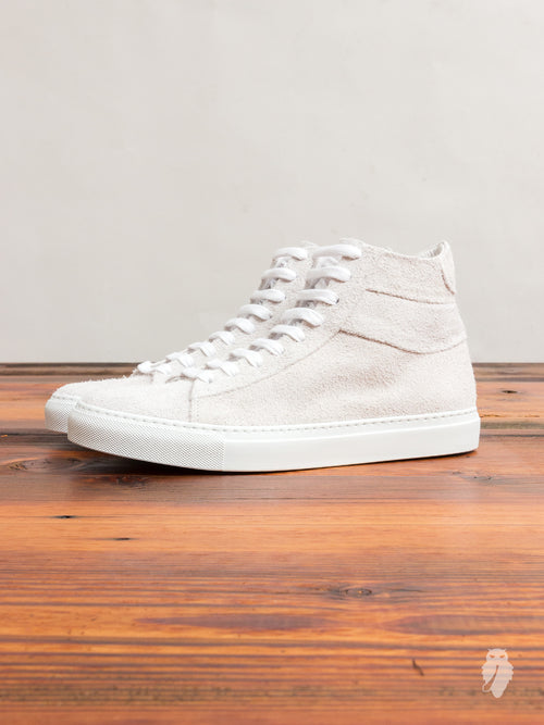 Court Hi-Top Sneaker in White Suede