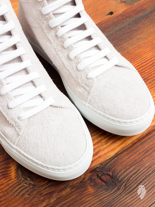 Court Hi-Top Sneaker in White Suede