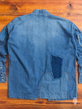 Haori Western Denim Shirt in Indigo Boro Repair