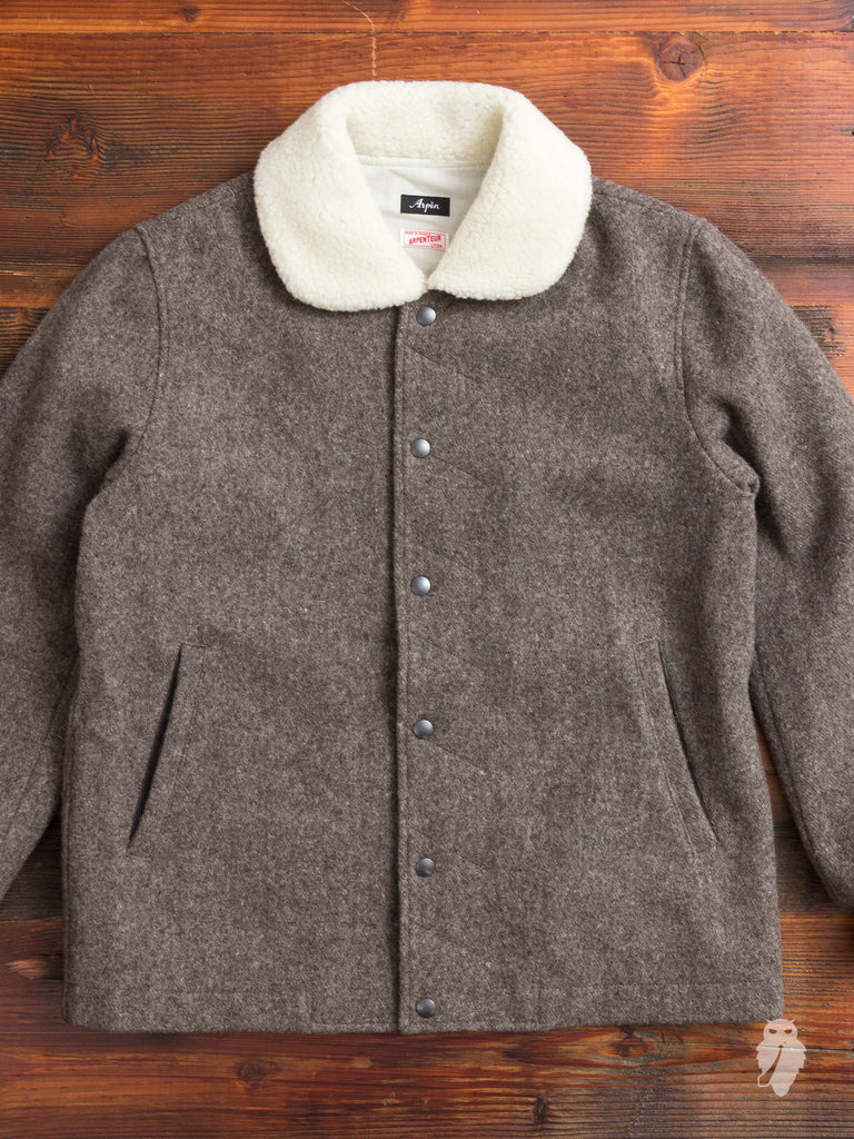 "Arpin" Sherpa Snap Jacket in Taupe