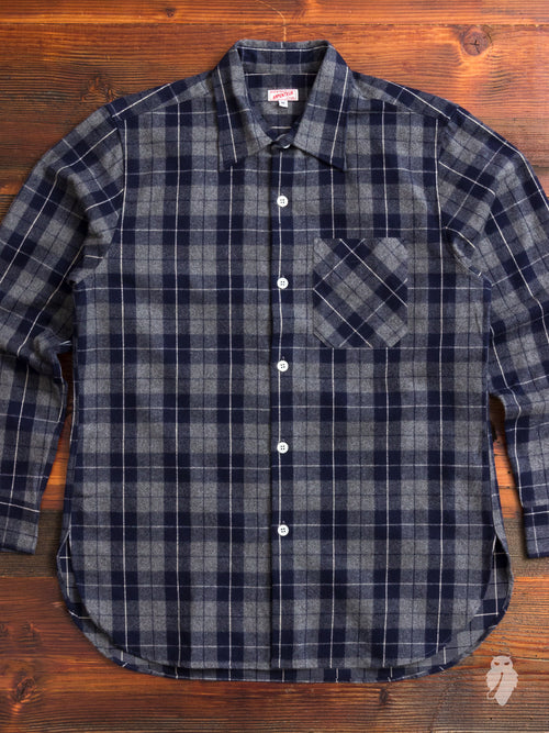 "Ted" Shaggy Flannel Shirt in Navy