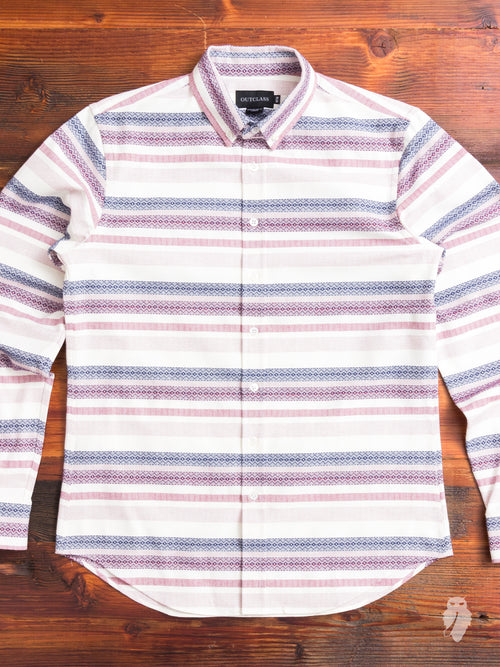 Barre Stripe Button-Down Shirt in White