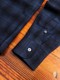 Shadow Plaid Brushed Flannel in Navy