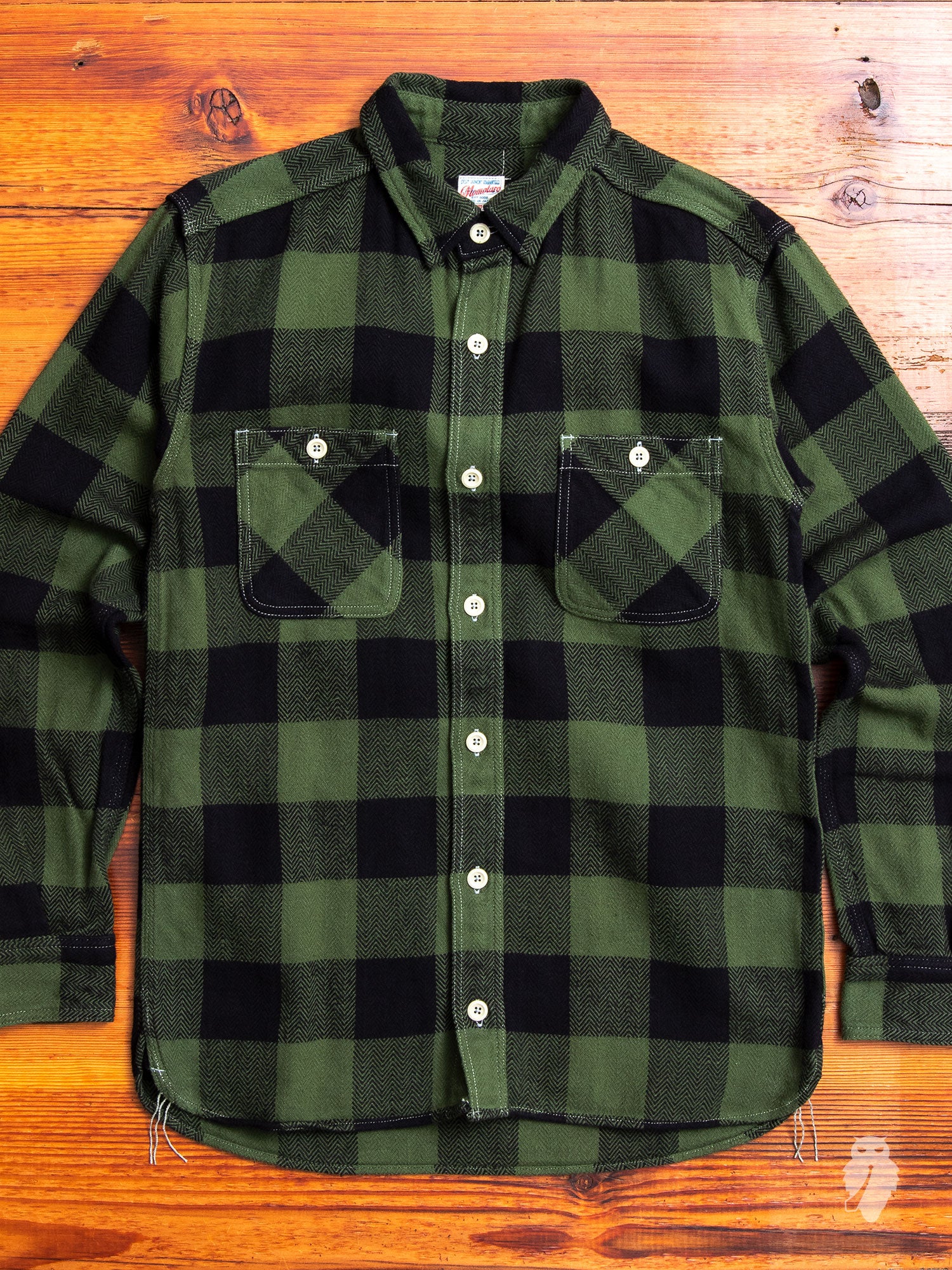 05-187 Herringbone Flannel Shirt in Green – Blue Owl Workshop