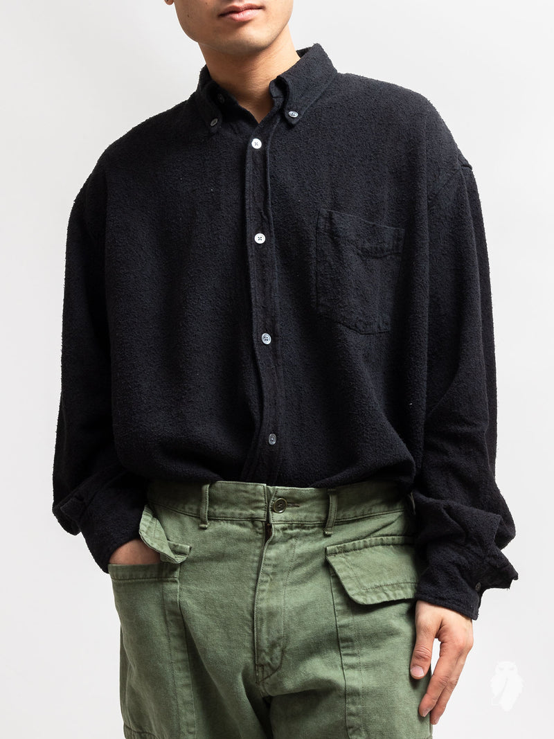 Borrowed Shirt in Washed Black Heavy Noil