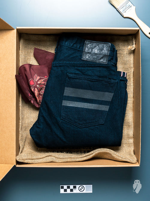 BOM012-B "Momotaro x Blue Owl" 15.7oz Selvedge Denim - Tight Tapered Fit
