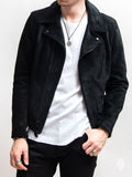 "3sixteen x Schott NYC" Perfecto Leather Jacket in Black Rough-Out