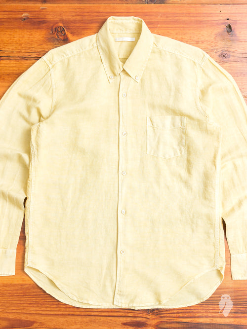 1950s Button Down Shirt in Fade Yellow Linen