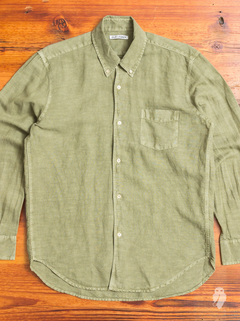 1950s Button Down Shirt in Olive Linen – Blue Owl Workshop