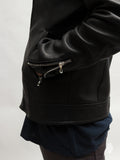 Lamb Leather Double Rider Jacket in Black