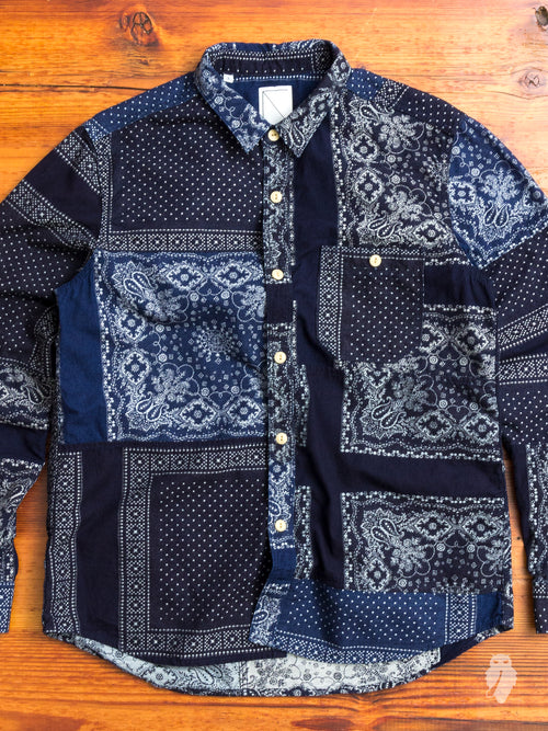 Bandana Ranru Button Down Shirt in Dark Indigo