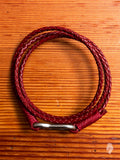 Braided Leather Triple Wrap Bracelet in Burgundy