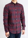 Shadow Plaid Flannel Button-Down Shirt in Red