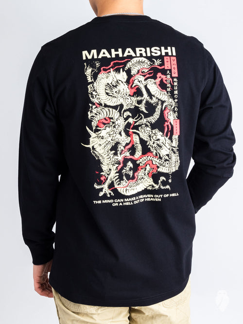 "Dancing Dragons" Long Sleeve T-Shirt in Black