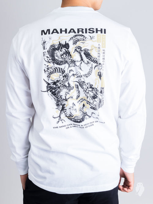 "Dancing Dragons" Long Sleeve T-Shirt in White