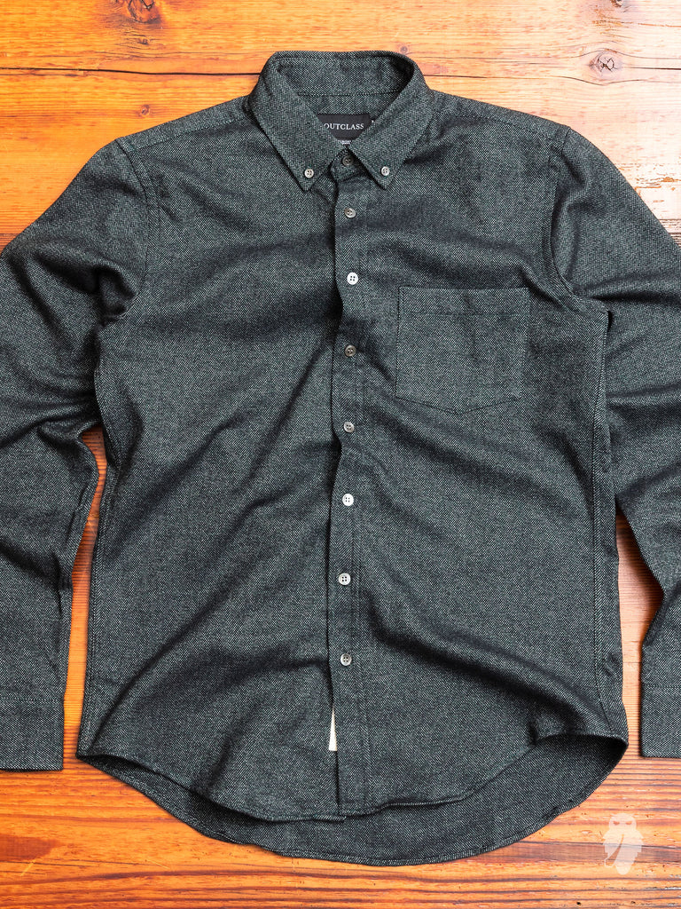 Brushed Flannel Button-Down Shirt in Forest Green