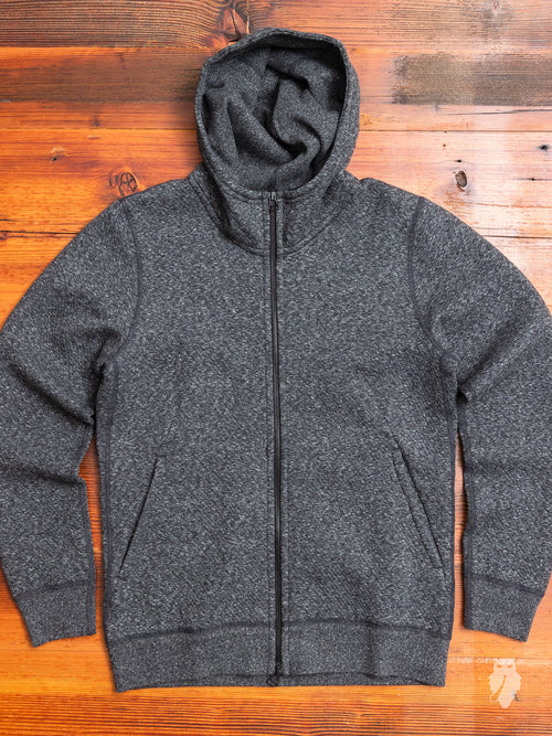 Cabin Fleece Zip Hoodie in Melange Black