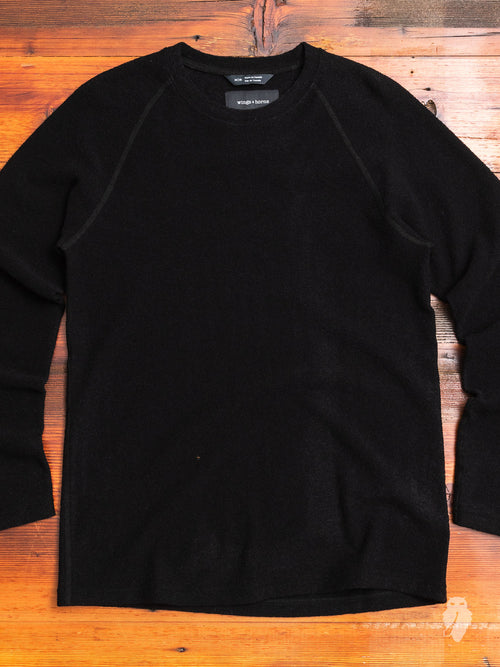 Felted Wool Crewneck Sweater in Black