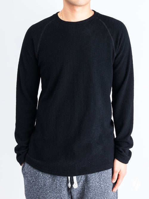 Felted Wool Crewneck Sweater in Black