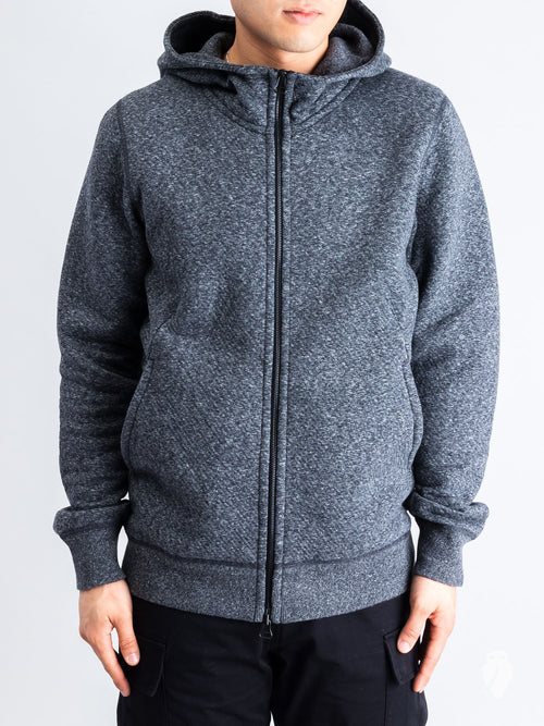 Cabin Fleece Zip Hoodie in Melange Black