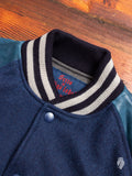 Wool Varsity Jacket in Indigo