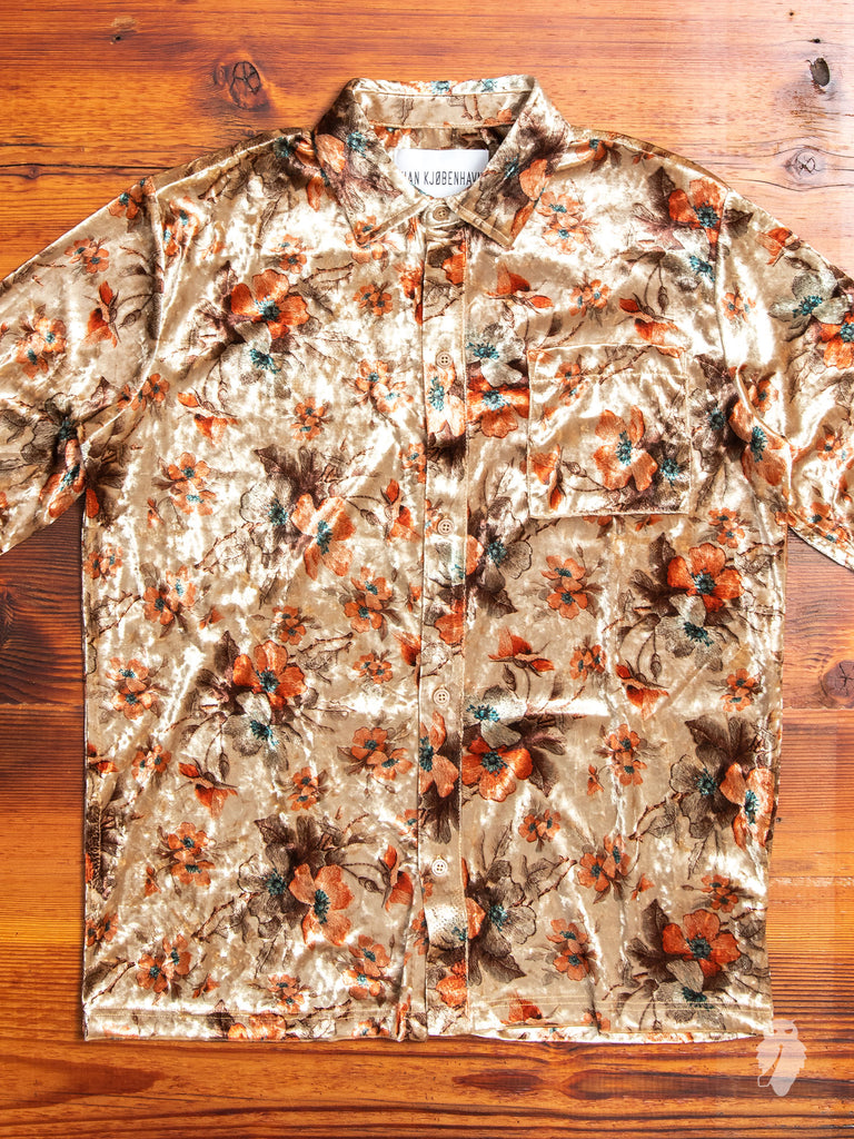 Velvet Flowers Button-Up Shirt in Bronze