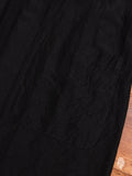 Rayon/Ramie Stole Collar Long Cardigan in Black