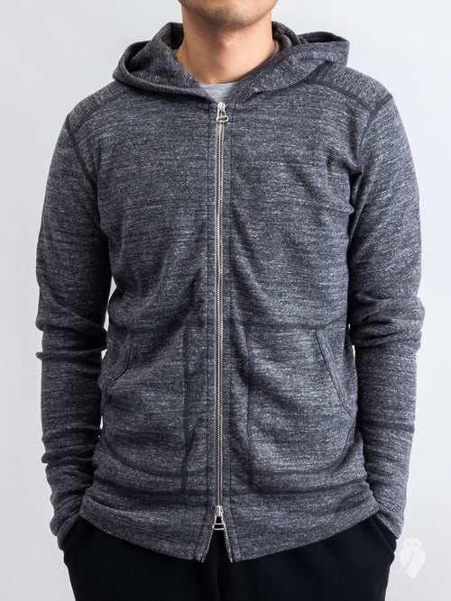 1x1 Slub Zip Hoodie in Marled Black