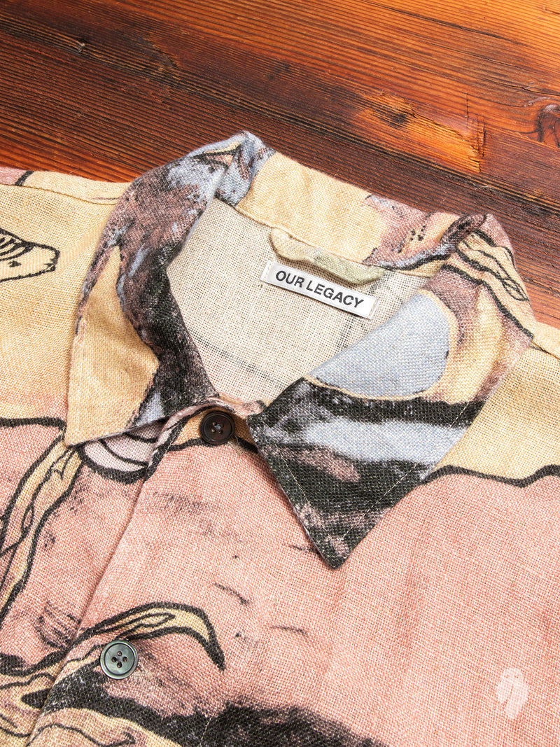 Box Short Sleeve Shirt in Acid Landscape Print Linen