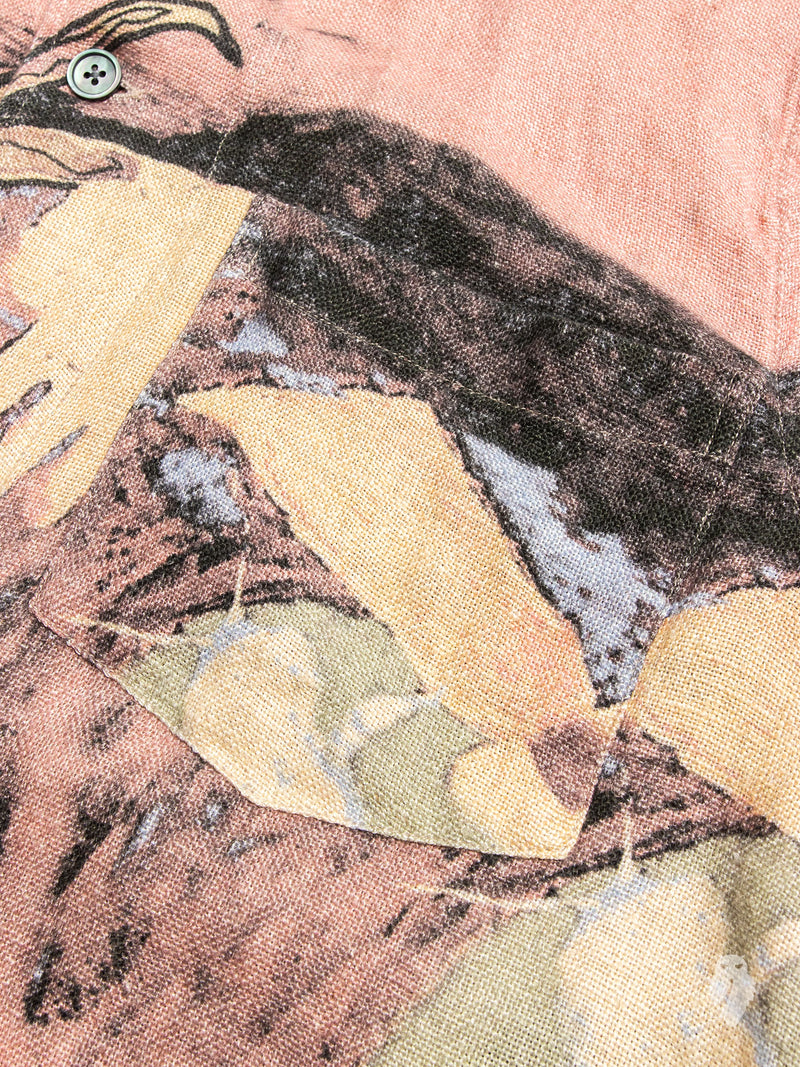 Box Short Sleeve Shirt in Acid Landscape Print Linen