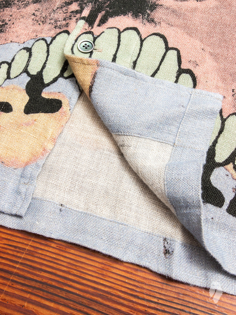 Box Short Sleeve Shirt in Acid Landscape Print Linen