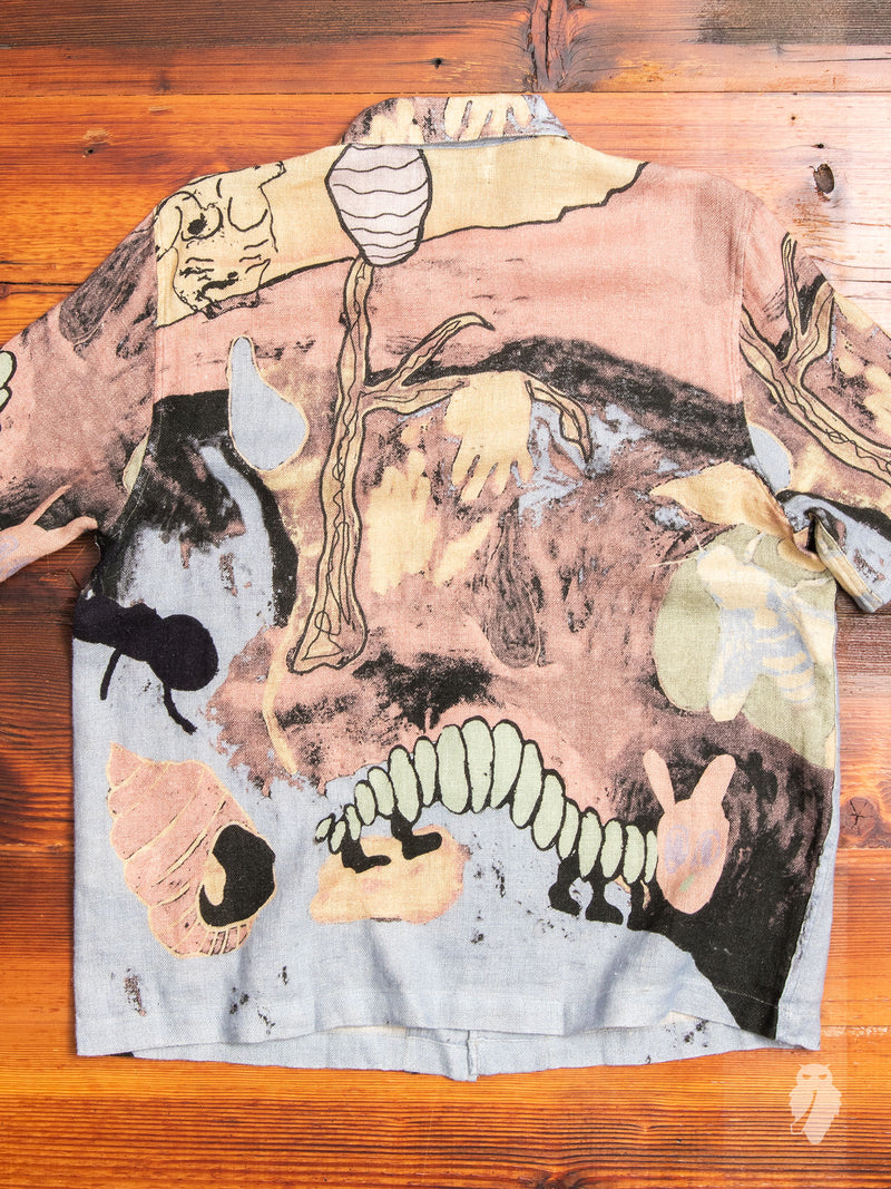 Box Short Sleeve Shirt in Acid Landscape Print Linen