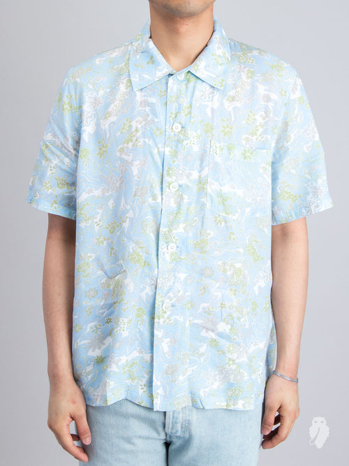 Box Short Sleeve in Light Plants Print