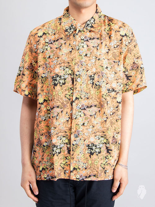 Box Short Sleeve Shirt in Red Plants Print